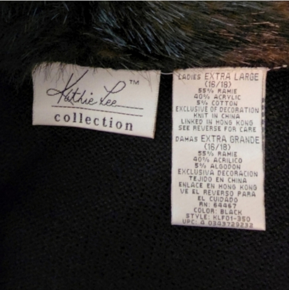 Kathie Lee Faux Cardigan Vintage Faux Fur Collar Sleeveless Knit Brown Size M… - Picture 16 of 17